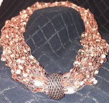 Halskette für Damen, Leitergarn, roségold, 100 % Handarbeit, Unikat