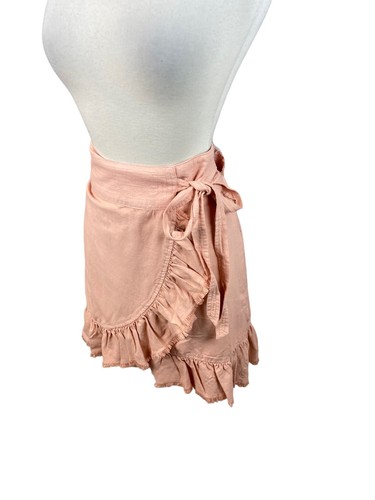 Anthropologie Pilcro NEW Pink Nettie Ruffle Tie Wrap Skirt Size PXL - Picture 2 of 4