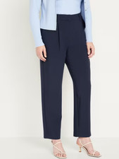 Old Navy Pleated Taylor Trouser Straight Pants Women L Tall Blue Business NEW