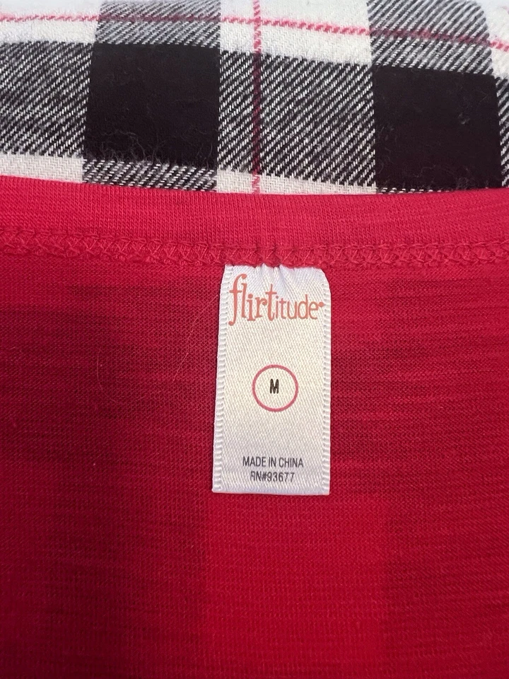 НОВЫЙ FLIRTITUDE ЖЕНЩИН БАК И ЛЕГГИНСЫ LOUNGE СНА КОМПЛЕКТ РАЗМЕР M КРАСНЫЙ И КЛЕТКУ RET$38 - Изображение 3 из 4
