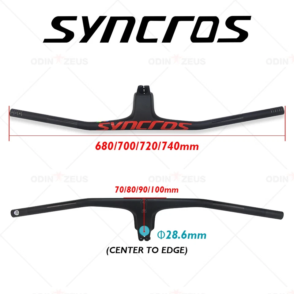 Mountain Bike Full Carbon Fiber Integrated Handlebar with Stem 70/80/90*740mm - Image 2 of 4