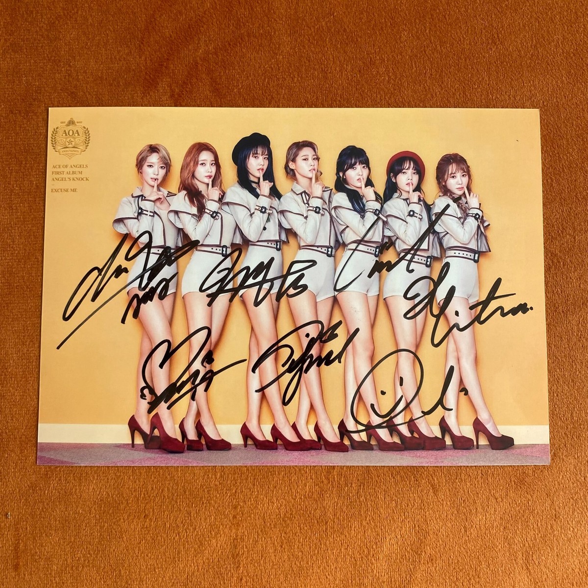 K-POP・アジア AOA kpop hand signed album kpop AOA Group Autographed Signed Photo 5*7 K-POP Picture Collection