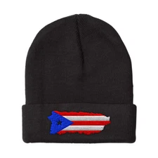 Beanies for Men Puerto Rico Map Flag Embroidery Winter Hats Women Skull Cap