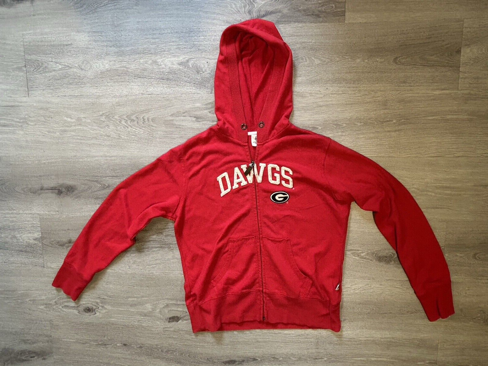 Georgia Bulldogs Hoodie  Zip Up Medium  RED  ESPN U  NCAA Football Vintage