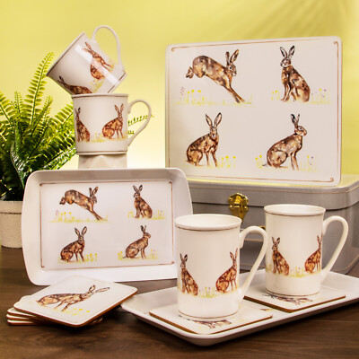 Hase Kaninchen Design Brotzeittasche Kork Untersetzer Tischsets Set Melamin Serviertabletts