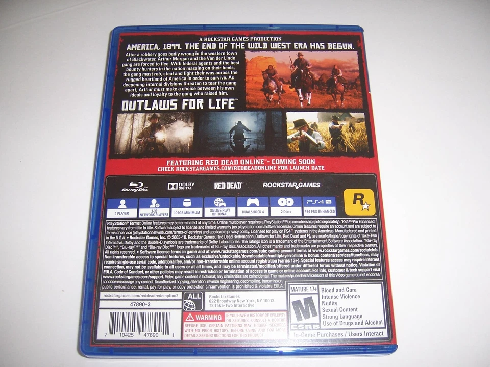 Caja Original Repuesto Sony PlayStation 4 PS4 Red Dead Redemption II 2 Foto 2 de 3
