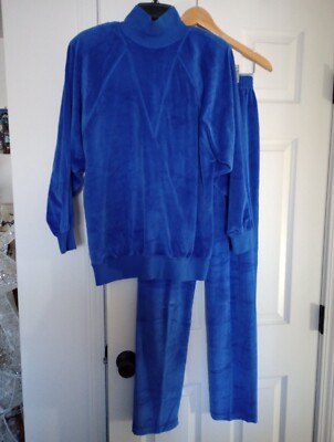 New Vintage Jones New York Sport Periwinkle Blue Velour Shirt Medium & Pants L