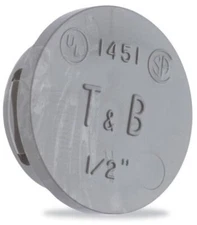 Thomas & Betts 1451, 1/2", Flame Retardant, Snap-In, Rigid Conduit KO Plug, 1pc