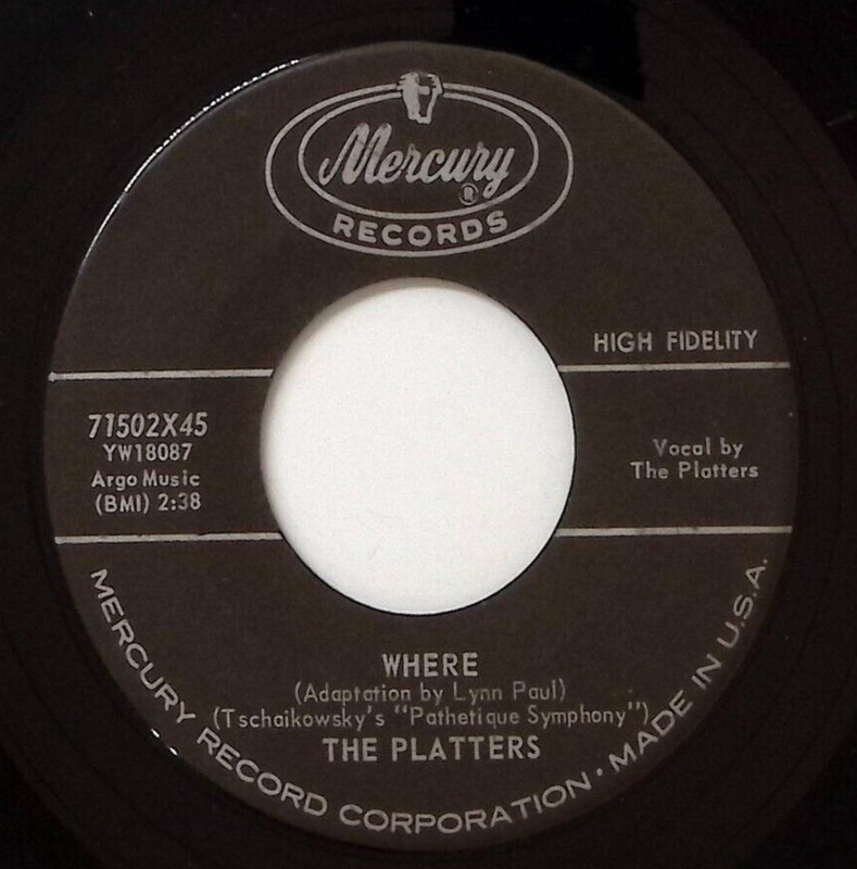 THE PLATTERS WHERE/WISH IT WERE ME MERCURY RECORDS VINYL 45 58-155