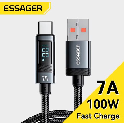 3PCS Essager 1 meter 7A USB Type C Charger Cable 100W USB Fast Charging cable
