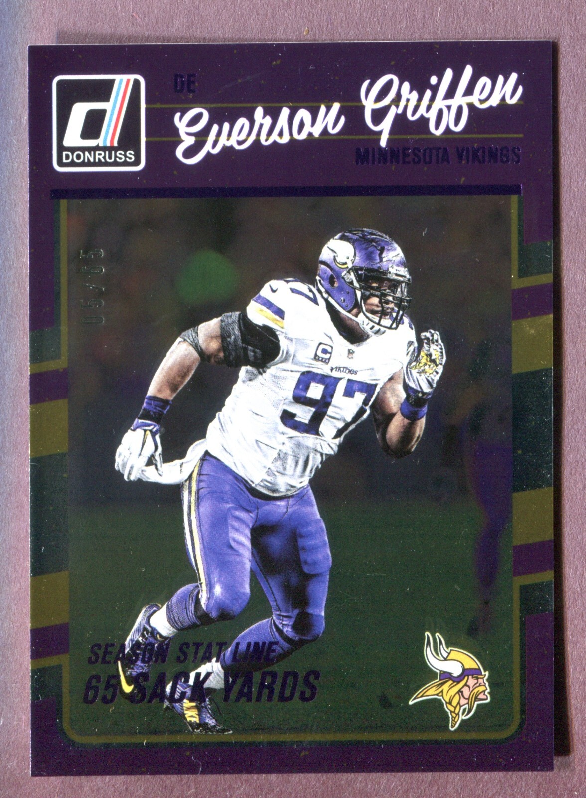2016 Donruss Stat Line Season #176 Everson Griffen 5/65 Minnesota Vikings