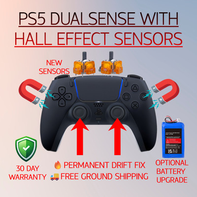 CUSTOM PS5 DualSense Hall Effect Controller   Pick Sticks, Battery & Shell Color