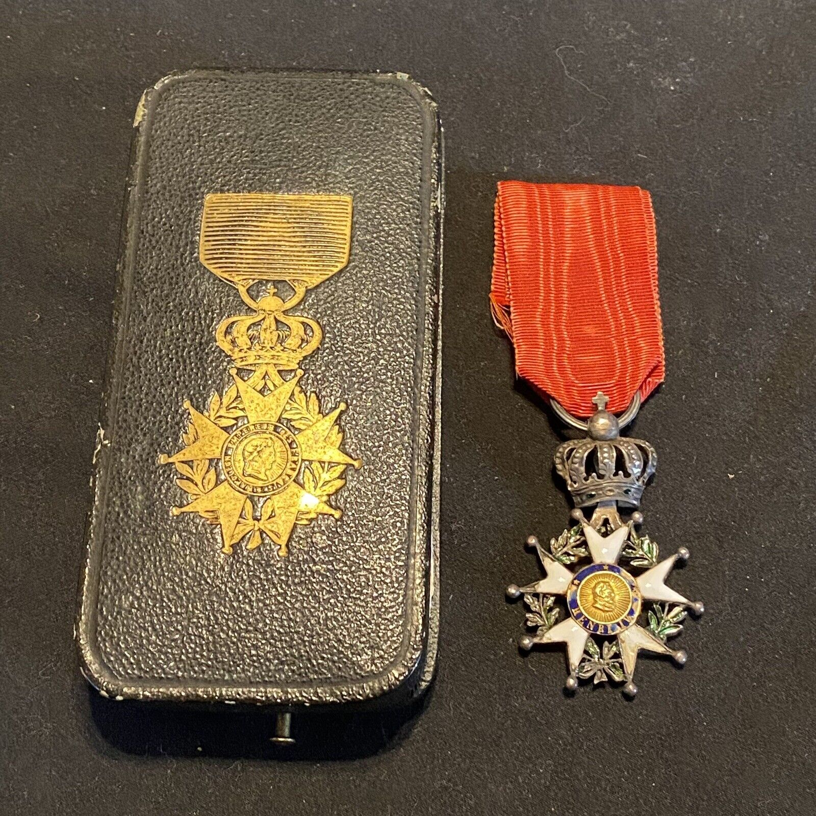 Original Louis XVIII Legion of Honor Medal 1814 Half Size W/ Org Case Box
