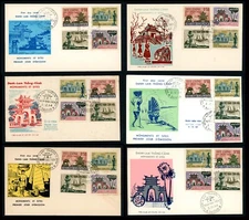 SOUTH VIETNAM 6 Different 1964-1966 FDC Landscape: Temple, Tomb  247-250 (L1084)