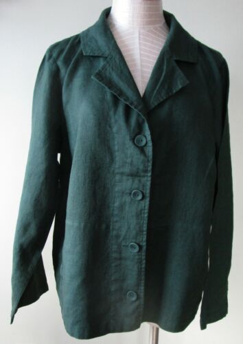FLAX Designs LINEN Jacket Travel Caper M NWT FOREST - Picture 3 of 6
