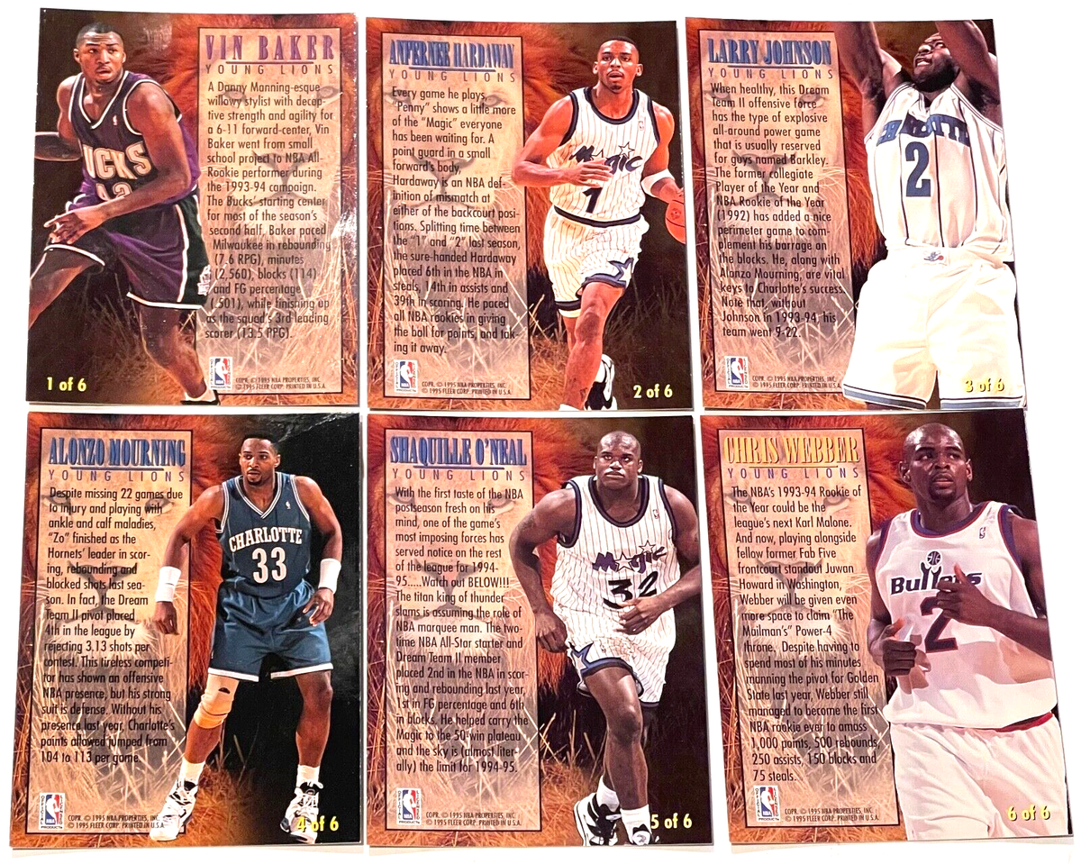 1994-95 Fleer Basketball Young Lion Complete 6 Card Set, Shaq