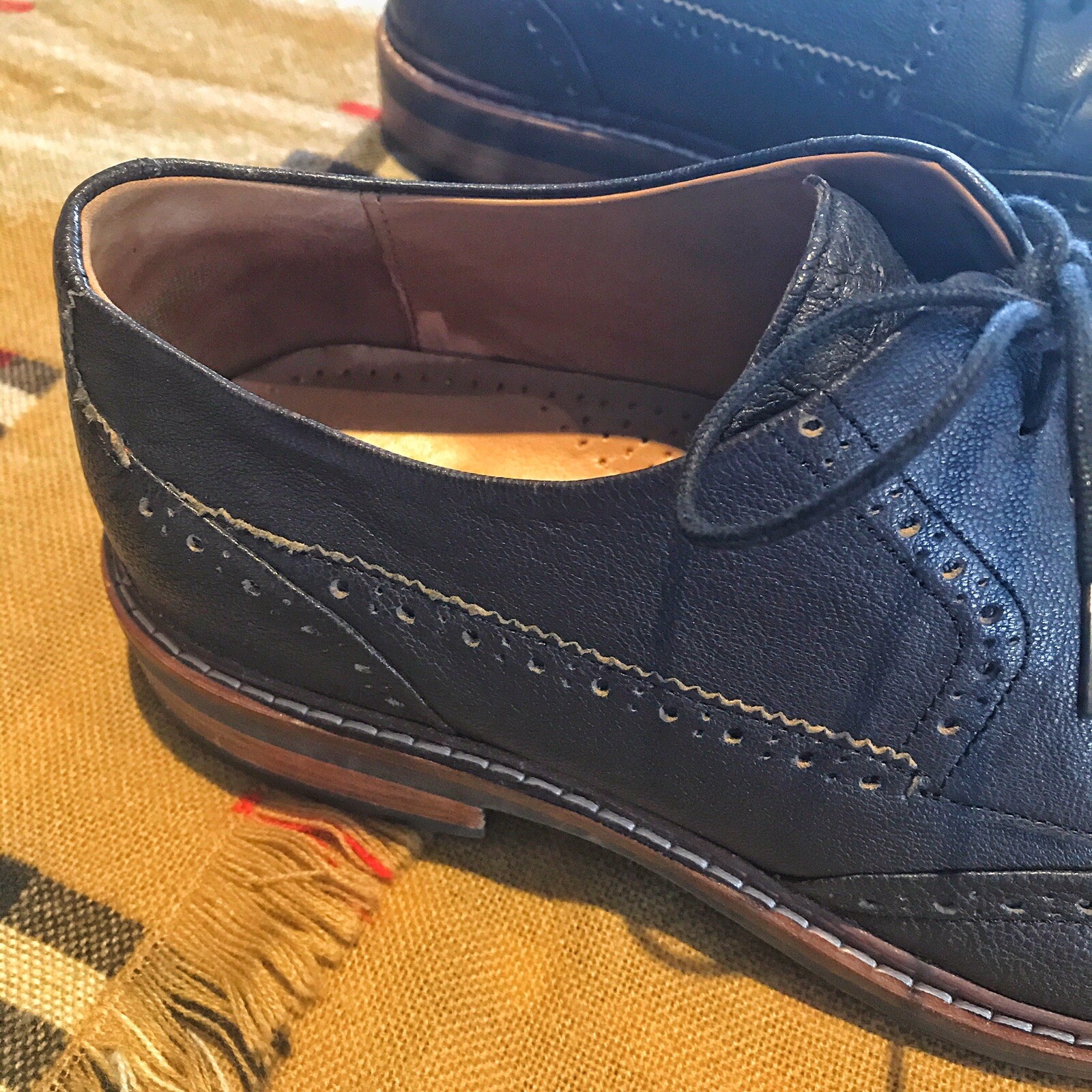 SAOLA WARREN WELT WING COLE HAAN MEN'S OX BLACK MILLED Sz 10M