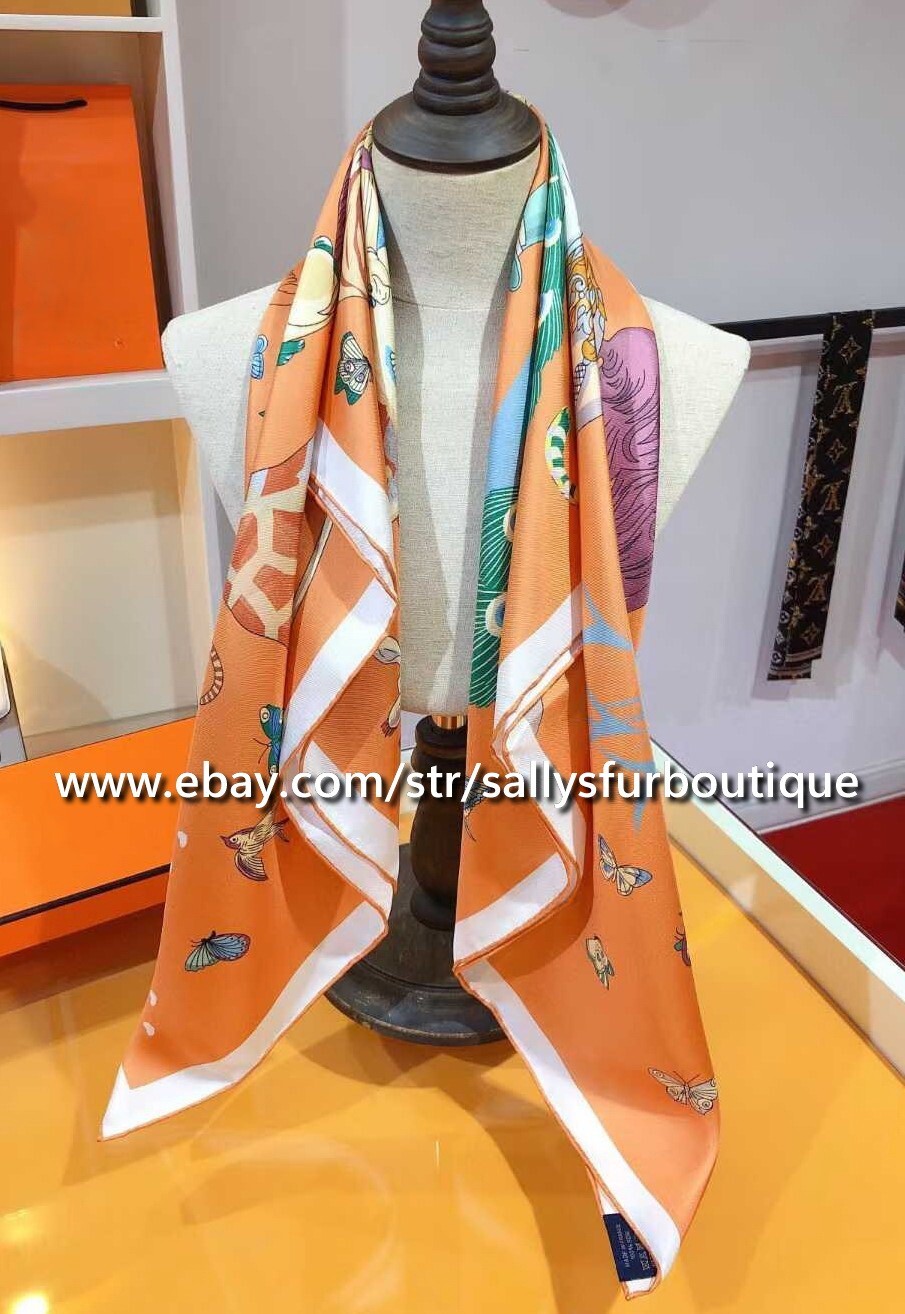 Sallys Boutique 14 Momme Twill Silk Circus Print Wrap Scarf 90cm