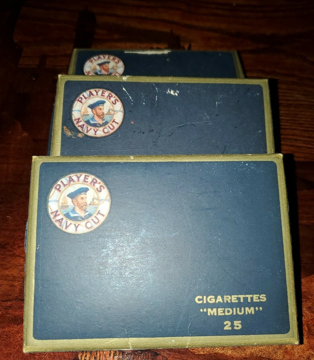 ANTIQUE BRITISH PLAYERS NAVY CUT CIGARETTE BOXES (3)