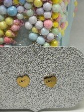 Heart "LOVE" Stainless Steel Stud Earrings - gold tone 9mm x 8mm