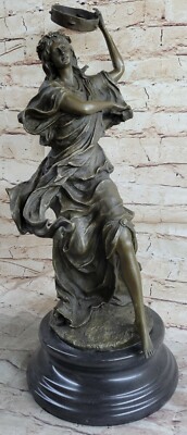 Dancing woman with tambourine bronze figure dancer Original Milo 21'' Tall Figure