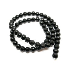 Black Onyx Gemstone Beads - Natural Round Crystals - 6mm Diameter - 1 Strand