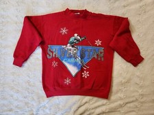 Vintage 80s Red SILVER STAR Canada Ski Skiing Sweatshirt USA Made Tultex LARGE