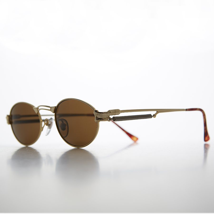 Gothic Steampunk Victorian Oval Vintage Sunglass Gold/Brown  display picture 1