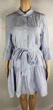 NWT Derek lam 10 crosby ruffled cuffs  blue shirt dress size 6