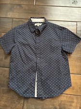 Reaction Kenneth Cole Boys Navy Button Up Shirt Short Sleeve Size 5