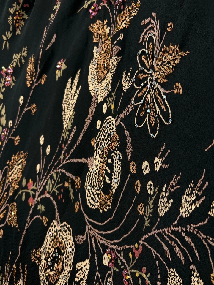 EVA BLUE Dress Womens 8 Dresses Black Floral Beaded Dress Chiffon Ruffle Flounce - Image 3 of 4