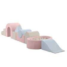 KIDKII Lux Play Set 9-Piece Foam Climbing and Ball Pit for Toddlers, Pastel Mix