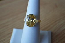 5.80ct AAA Yellow Labradorite / Topaz Ring 18k YG Plated over Silver Size 7