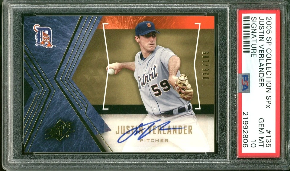 2005 SP COLLECTION SPX SIGNATURE #135 JUSTIN VERLANDER RC #/185 4SC ELITE PSA 10 - Image 3 of 4