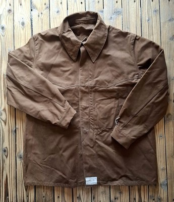 Vintage 50s French Railway Work Jacket Brown Canvas Chore Jacket XXL Heavy 