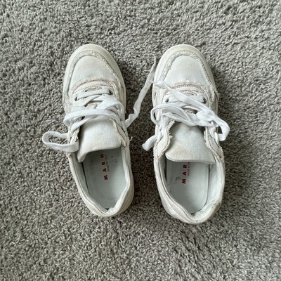 Marni Off-White Canvas Lace-Up Sneakers