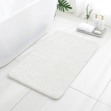 24x40 Inch White Bathroom Rug Large Plush Microfiber Bath Mat Non Slip Soft