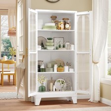 Tall Kitchen Pantry Storage Cabinet with Acrylic Glass Doors Adjustable Shelves