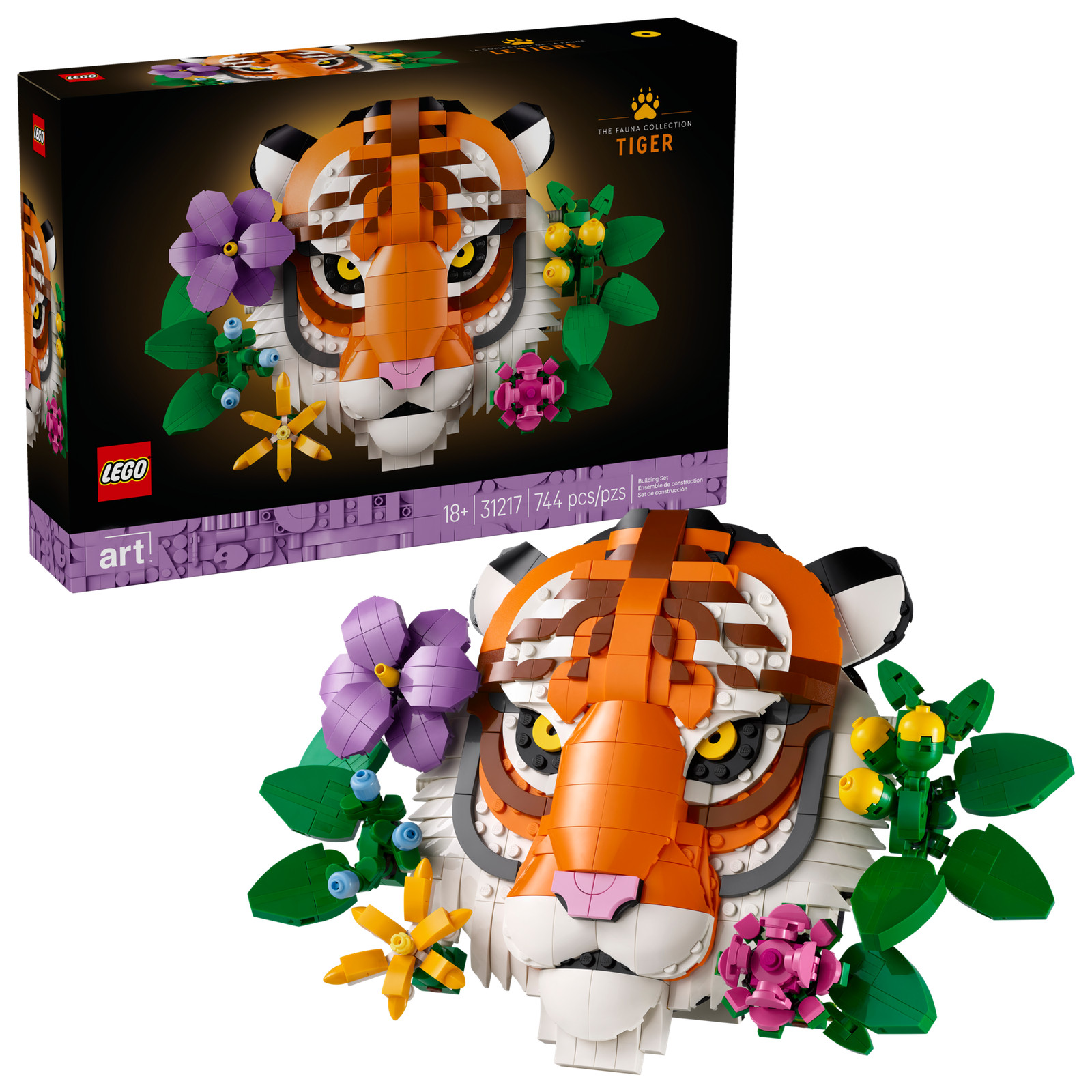 LEGO 31217 Art Collezione Animali Tigre - Quadro 3D da Parete Adulti