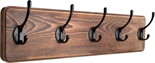 Rustic Coat Rack Wall Mount – 17 Inch Solid 5 Double Hooks - 1 Pack ...
