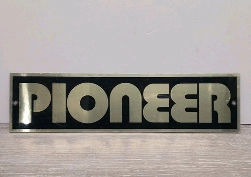 Pioneer Aluminum Sign 14"x3.5" Vintage Porcelain Seed Chainsaw Oil Audio ?