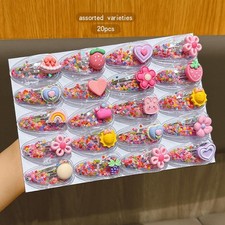 20x Cute Pink Cartoon BB Hair Clips Set Girls Hair Accessories Random Styles