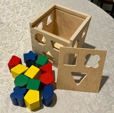 Melissa  Doug Shape Sorting Cube Classic Wooden Toy - 12 Wooden Shapes