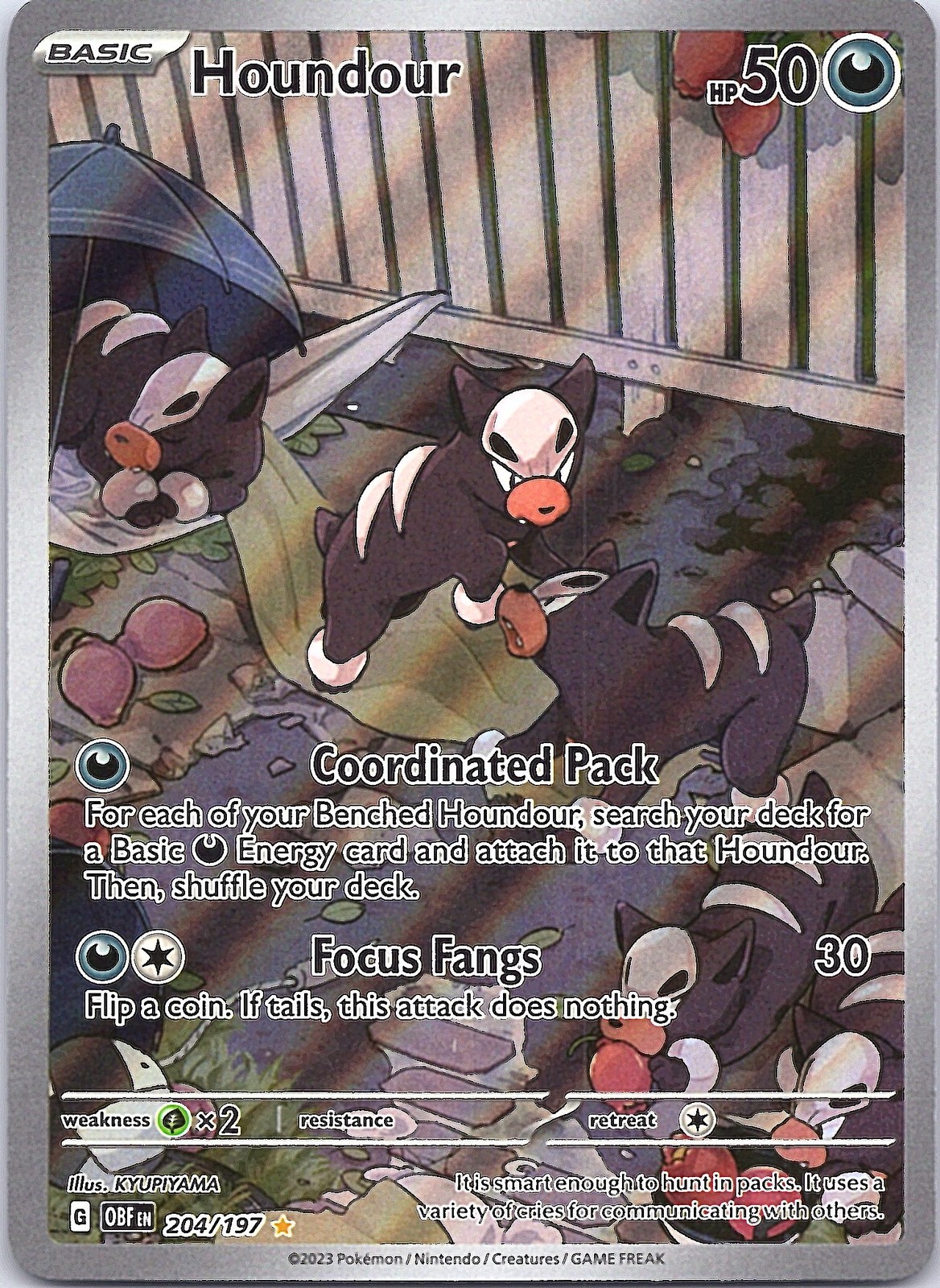 Houndour Illustration Rare SV03: Obsidian Flames 204/197 NM