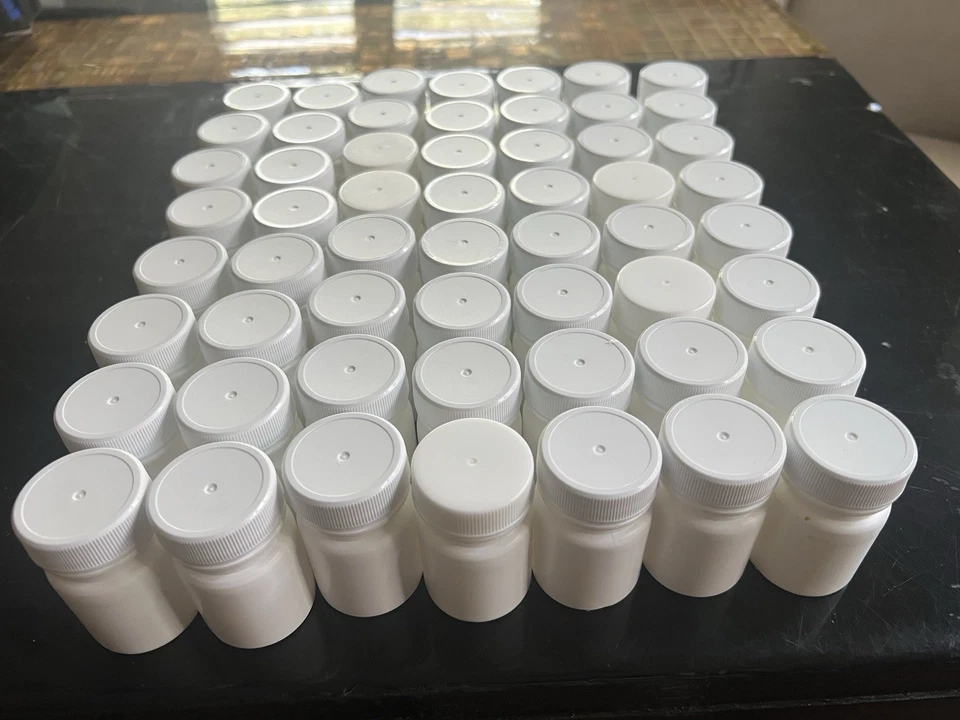 Lot of 59 White Plastic Jars With Screw On Lids-Pretiom W30 HDPE-30ml (1oz) - Image 2 of 3