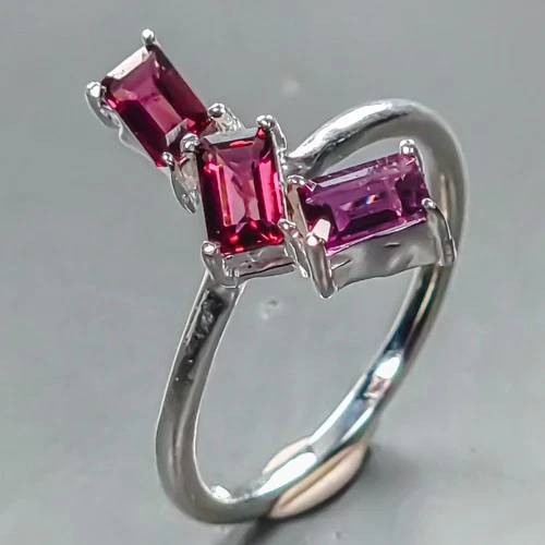 Gemstone Natural Rhodolite Ring 925 Sterling Silver Size 6.5 /R445445