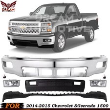Front Bumper Chrome & Fog Lights Kit For 2014-2015 Chevrolet Silverado 1500