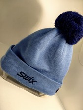 Swix Ski Cap Beanie 30% Wool Trondheim Thermal Cross Country Winter Pompon Blue