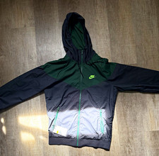 Nike Men's Hooded Full Zip Windbreaker Jacket Colorblock Green/Black/Gray S