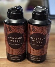2 BATH  BODY WORKS MAHOGANY WOODS MEN'S COLLECTION BODY SPRAY 3.7 oz NEW